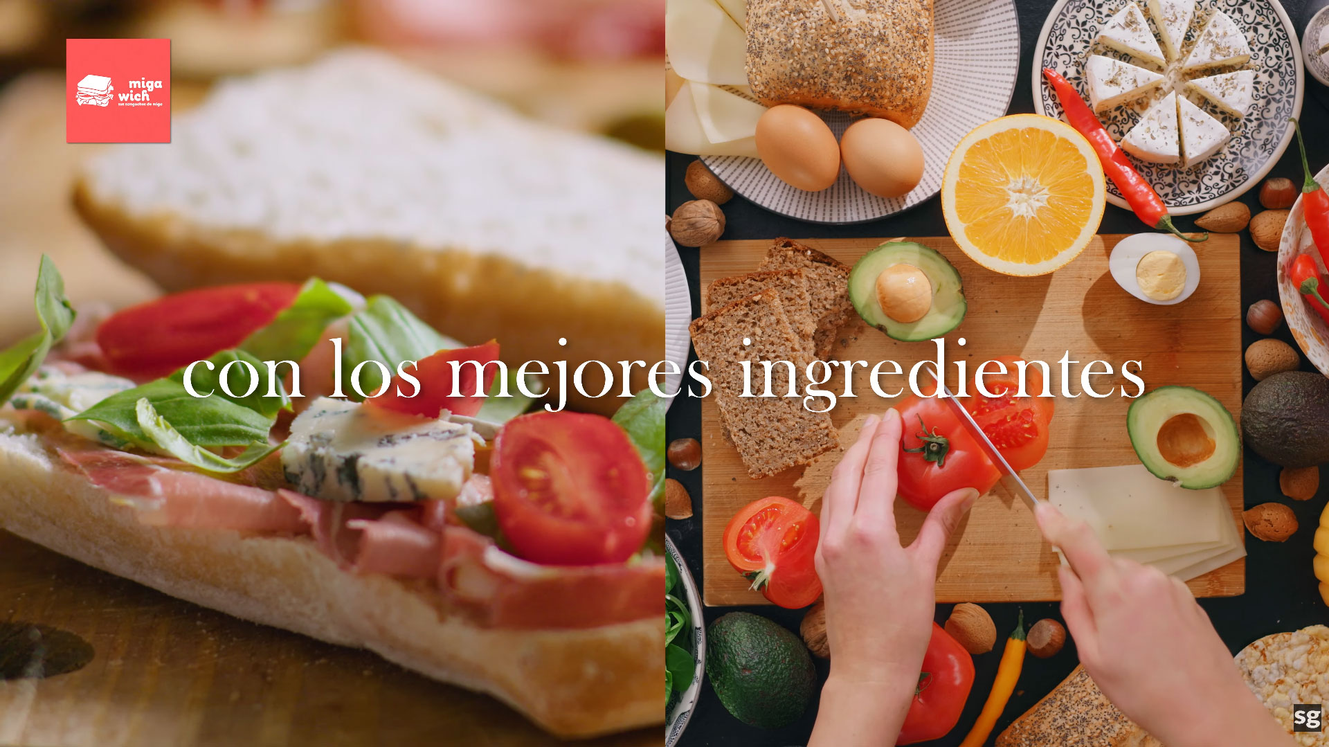 A dynamic split screen montage in Adobe Premiere Pro featuring a fresh sandwich and culinary preparation.